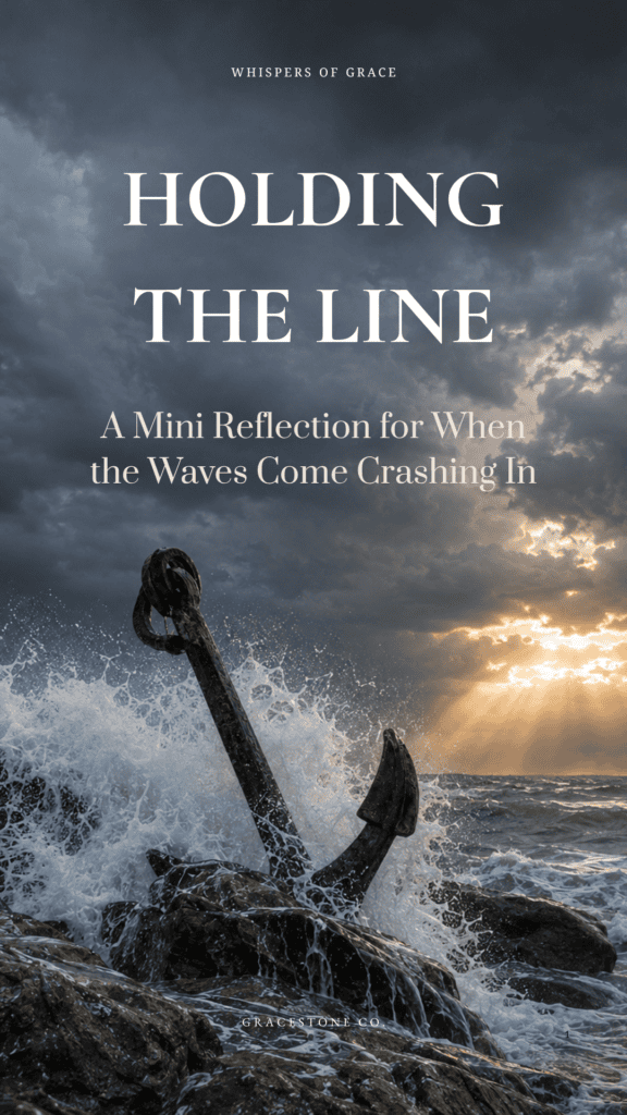 Iron anchor withstanding crashing waves for GraceStone's Hold the Line Reflection series.